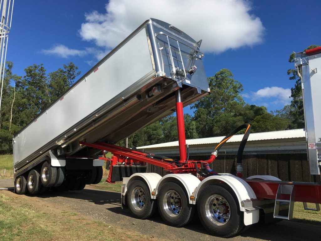 Custom Feed Trailer lifted. GLT Blower Trailer